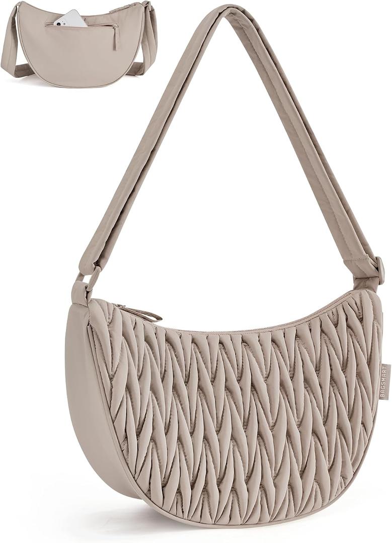 BAGSMART Small Crossbody Bag for Women Men TrendyQuilted Crossbody Hobo Bag with Adjustable Strap and Inner Pockets