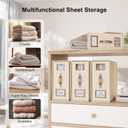 4 Pack Foldable Bed Sheets Set Organizers and Storage(Cal King Size),Linen Fabric Closet Organizers with Window,Folding Bedding Storage Box for Bedsheets and Pillow Cube Organizer-Beige