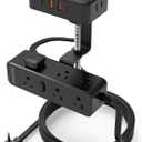Dual Layer Desk Clamp Power Strip, Desktop Edge Mount Charging Station with 13 Outlets 4 USB Ports (2 USB C), Under Desk Surge Protector(1700 Joules), 10 Ft Extension Cord for Office Home (Black)