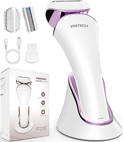 PRITECH Electric Shaver for Women - Cordless Lady Razor, Wet & Dry Waterproof Razor for Legs, Arms, Underarms, Bikini - USB Rechargeable