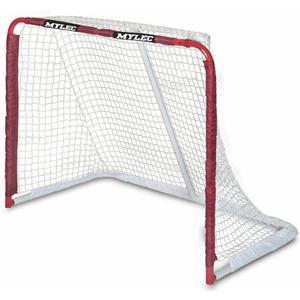 Mylec Steel Junior Hockey Goal for Indoor + Outdoor (52 x 43), Easy Assembly, Lightweight, Portable, and Net Weave System (Red, 17 Pounds)