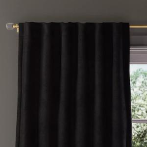 50"x84" Blackout Chenille Curtain Panel Black - Threshold™: Solid Polyester, Lined, Indoor Use, Back Tab, Rod Pocket