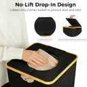 MinBoo 110L Large Laundry Basket with Lid, Tall Collapsible Clothes Hamper with Removable Bag & Bamboo Handles, Foldable Dirty Clothes Bin for Bedroom, Bathroom, Dorm, Laundry Room