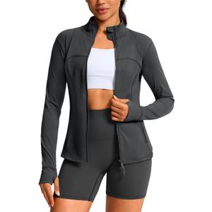 G Gradual Workout Jackets for Woman Hip-Length Slim Fit Zip Up 4 Pockets Athletic Jacket Spring Gym Running Clothes, Large