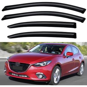 Window Visors Rain Guards for 2014-2018 Mazda 3 Sedan & Hatchback, Out-Channel Window Vent Wind Deflectors Visors Shades for 14-18 Mazda 3