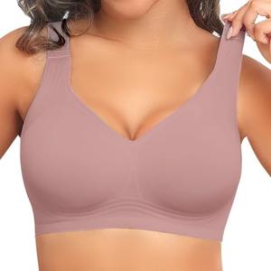 PoseFree Womens Seamless Wireless Supportive Bra Push Up Comfort Soft No Underwire Full Coverage T-Shirt Bra 2XL PoseFree Womens Seamless Wireless Supportive Bra Push Up Comfort Soft No Underwire Full Coverage T-Shirt Bra 2XL