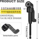 17Pcs Flexible Drill Bit Extension, Include 3Pcs Rotatable Socket Adapter 2Pcs Hex Shank 105 Right Angle Drill Attachment 10 Short Screwdriver Bits 90 Angled Bits and Bendable Extension