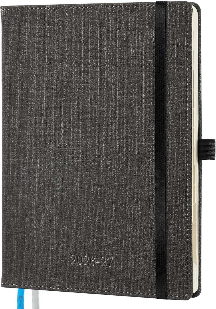 Planner 2026-2027 Weekly & Monthly Planner with Hourly Time Slots, 18 Month Academic Calendar July 2026 Dec 2027, Vertical Layout, Monthly Tabs, Textured Fabric Hardcover, White
