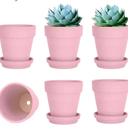 vensovo 4 Inch Small Peach Pink Terracotta Plant Pots with Saucer - 6 Pack Clay Flowerpots with Drainage, Great for Indoor Outdoor Plants, Crafts, Wedding Favor