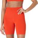 Amazon Essentials Women's Active FormFlex Buttery Soft High Waist Yoga Biker Shorts (Bright Red)