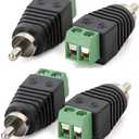 AILTECK Phono RCA Male Plug to AV Screw Terminal Audio Video Connector Speaker Wire to RCA Adapter 4-Pack