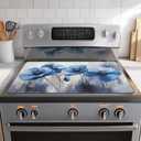 Stove Top Cover for Electric Stove,Vintage Blue Flower Anti-Slip Heat Resistant Rubber Flat Top Oven Cover Mat, Dish Drying Mat 28.5'' x 20.5''