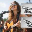 GUITTO Microphone Floor Stand with Phone/Tablet Holder, Adjustable Boom Mic Stand with Heavy-Duty Base, Dual Device Mount for Streaming, Podcasting, Recording, and Live Performances GMS-04