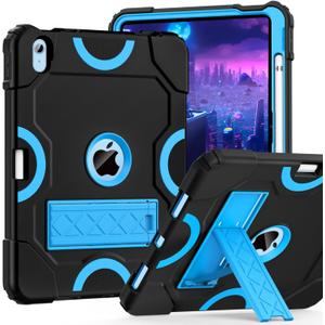 Cantis Case for iPad 11-inch (A16) 2025/ iPad 10th Generation 2022 (10.9 inch), Shockproof iPad Cover 10th Generation with Pencil Holder & Kickstand, Black+Blue