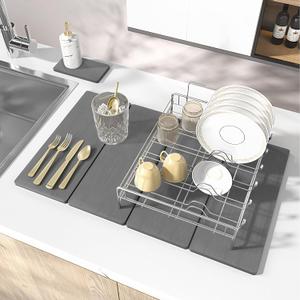 2 x 2PCS Stone Drying Mat for Kitchen Counter, Stone Dish Drying Mat - Diatomite Water Absorbing Drying Stone for Kitchen Counter Mat, Quick Dry Stone Mat Kitchen for Cups Dishes Bottles.