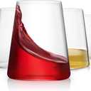 Stemless Wine Glasses Set of 6, Hand Blown Premium Crystal Red White Wine Glass - Modern Drinking Glasses for Women, Men, Wedding, Anniversary, Birthday - 18Oz