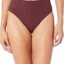Amazon Essentials Women's High Waist High Leg Bikini Bottom (Large, Deep Brown)