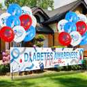 Diabetes Awareness Party Decorations, Include Banner and Balloons, Blue and Grey Ribbon Outdoor Yard Sign for National Diabetes Month Scene & Charity Party Supplies