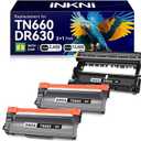 InkNI Compatible DR630 Drum TN660 Toner Cartridge Replacement for Brother DR630 TN660 TN630 High Yield Compatible for Brother HLL2300D L2540DW L2320D L2360DW L2380DW L2700DW Printer (Black, 3Pack)
