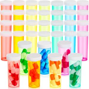 Honeydak 70 Pcs Empty Pill Bottles with Caps Weekly Plastic Prescription Bottles 7 Color Medicine Container with Lids for Pills Protein Powder Vitamins Supplements Travel Pharmacies Labs, 6 Dram