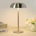 JHWDHD Portable Mushroom Table Lamp with 5200mAh Battery, Cordless LED Night Light with Stepless Dimming, 3 Color Modes & Adjustable Height for Bedroom, Patio, Bar Decor and Coffee Shop (SilverTall)