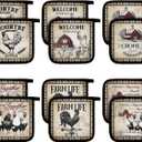 Bencailor 12 Pcs Pot Holders with Pocket Kitchen Hot Potholders Hot Pad Oven Mitts Cookie Bag Oven Gloves for Kitchen Gift Baking Cooking(Brown,Farmhouse Rooster)