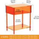 Acrylic Side Table, Clear 3-Tier End Table with Storage, Nightstand for Living Room, Bedroom, Office (Orange, Large)