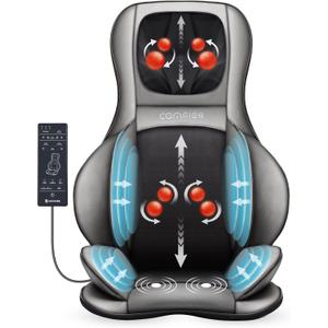 COMFIER Shiatsu Neck Back Massager with Heat, 2D ro 3D Kneading Massage Chair Pad, Adjustable Neck Massage,Seat Massager for Full Body Relaxation, Christmas Gifts for Dad Mom Women Men,Dark Gray