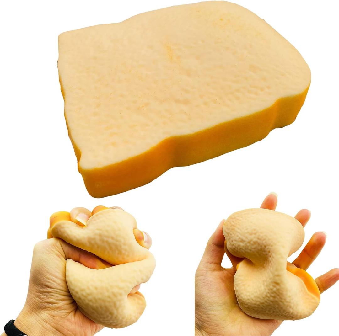 Toast Sliced Bread Stress Toy, Bread Shape Squishes, Sensory Fidget Toy, Stress Relief for Kids & Adults, Tricky Funny Squeeze, Gift for Easter, Christmas and Birthday