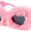 FEISEDY Women Plush Fuzzy Cat Eye Sunglasses Punk Soft Velvet Shades Ladies Handmade Party Masquerade Eyewear B2877 (Pink)