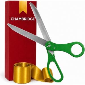 Giant Ribbon Cutting Ceremony Kit - Green 25 Inch big Ribbon utting and Gold Satin Ribbon for Business Openings Inaugurations and Special Events
