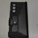 DEMCERT for Samsung Galaxy Z Fold 6 Case with S-Pen Slot, Full Body Protective, [Removable Pen Slot], Anti-Scratch Hard Slim Leather Bracket Case with Screen Protector (Carbon Fibre)