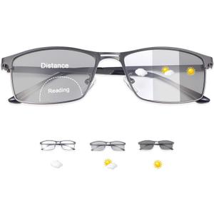 YIMI Photochromic Bifocal Reading Glasses UV Outdoor Sunglasses Computer Anti Blue Light Transition Eyeglasses for Men Women(Black, 2.00, multiplier_x)
