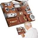 Dementia Activities for Seniors,Fidget Busy Board for Adults with Dementia,Engaging Alzheimers Activities & Tactile Stimulation,Thoughtful Gift for People with Alzheimer's (Compass Version) (Brown)