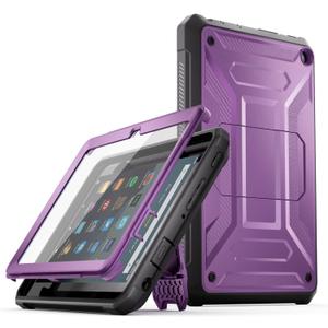 DJ&RPQ All-New 8 & 8 Plus Tablet (12th Generation, 2024 Release) 8,Incompatible iPad Samsung Full Body Rugged Hands-Free Viewing Stand Back Cover with Screen Protector-Purple (TG5BZ-Purple)