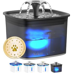 Veken 95oz/2.8L Pet Fountain, Automatic Cat Water Fountain Dog Water Dispenser with Replacement Filters for Cats, Dogs, Multiple Pets (Space Black, Plastic)