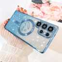Fiyart Magnetic for Samsung Galaxy S25 Ultra Case Glitter Women 6.9"-Blue