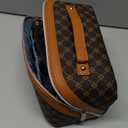 BOYATU Travel Makeup Bag Cosmetic Bags for Women: 3 Pcs Set Large Portable Make up Bag with Handle - Vegan Leather Toiletry Bags with Compartments - Makeup Organizer for Travel Essentials(A-1-Coffee)