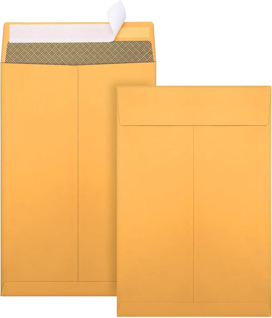 6x9 Envelopes, 250 Pack Security Catalog Envelopes Self Seal, Small Brown Envelopes for Mailing, Organize, Storage, Home, Office