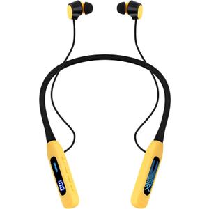 Neckband Bluetooth Headphones, 1000H Extra Battery Life with Display Magnetic Earphones,Wireless Stereo Earbuds with Microphone, Waterproof in-Ear Headset for Sports/Workout/Office (Yellow)