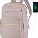 VANKEAN 15.6 Inch Laptop Backpack for Women Work Bag Fashion with USB Port, Waterproof Stylish Travel Bags Casual Daypacks for College, Business, Light Dusty Pink
