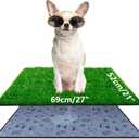 Pee Pads for Dogs with Fake Grass, 27" x 21" Indoor Artificial Grass for Dogs Potty, Lawn Pee Pads for Doggie Washable, Reusable and Lawn for Replacement, Puppy Training Litter Box for Outdoor Patio