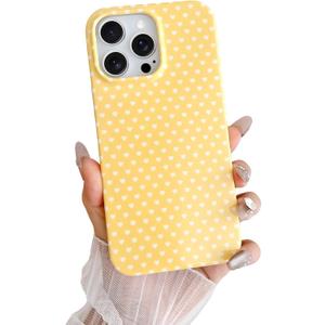 Skyseaco for iPhone 13 Pro Case Cute Aesthetic Heart Phone Case Soft Slim TPU Shockproof Phone Cover for Women Girls - Yellow and White