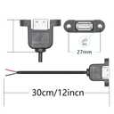 4Pcs USB A Female to 2 Pin Bare Wire 30CM, 5V/3A USB Female Socket 2 Pin Pigtail Open End Power 22AWG Cable with Mounting Screws, for Installed or Replace Repair DIY Cable