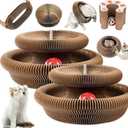 2PCS Kitty Curls Cat Toy,Magic Organ Cat Toy,Cat Scratcher for Grinding Claw Cardboard Cat Toys,Interactive Scratch Pad with Toy Ball00