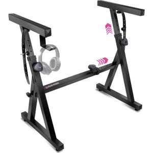 Liquid Stands Piano Keyboard Stand - Z Style Adjustable and Portable Heavy Duty Music Stand for Kids and Adults -Fits 54-88 Key Electric Pianos - Sturdy Musical Keyboard Stand (Black)