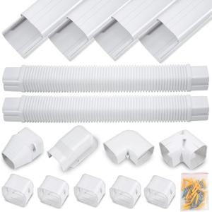 DWALE 4" 17Ft PVC Decorative Line Set Cover Kit, Mini Split line Set Cover,for Ductless Mini Split Air Conditioner and Central AC and Heat Pumps