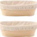 Bread Proofing Baskets 10 inch Oval Shaped Dough Proofing Bowls w/Liners Perfect for Professional & Home Sourdough Bread Baking
