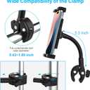 Handlebar Tablet Holder for Bike Pram Moto Wheel Chair [Metal Gooseneck Arm] Stroller Boat Treadmill Bicycle Mount Clamp for Tablet & Phone, iPad Pro Air Mini, Galaxy Tab, Kindle, 4-13"