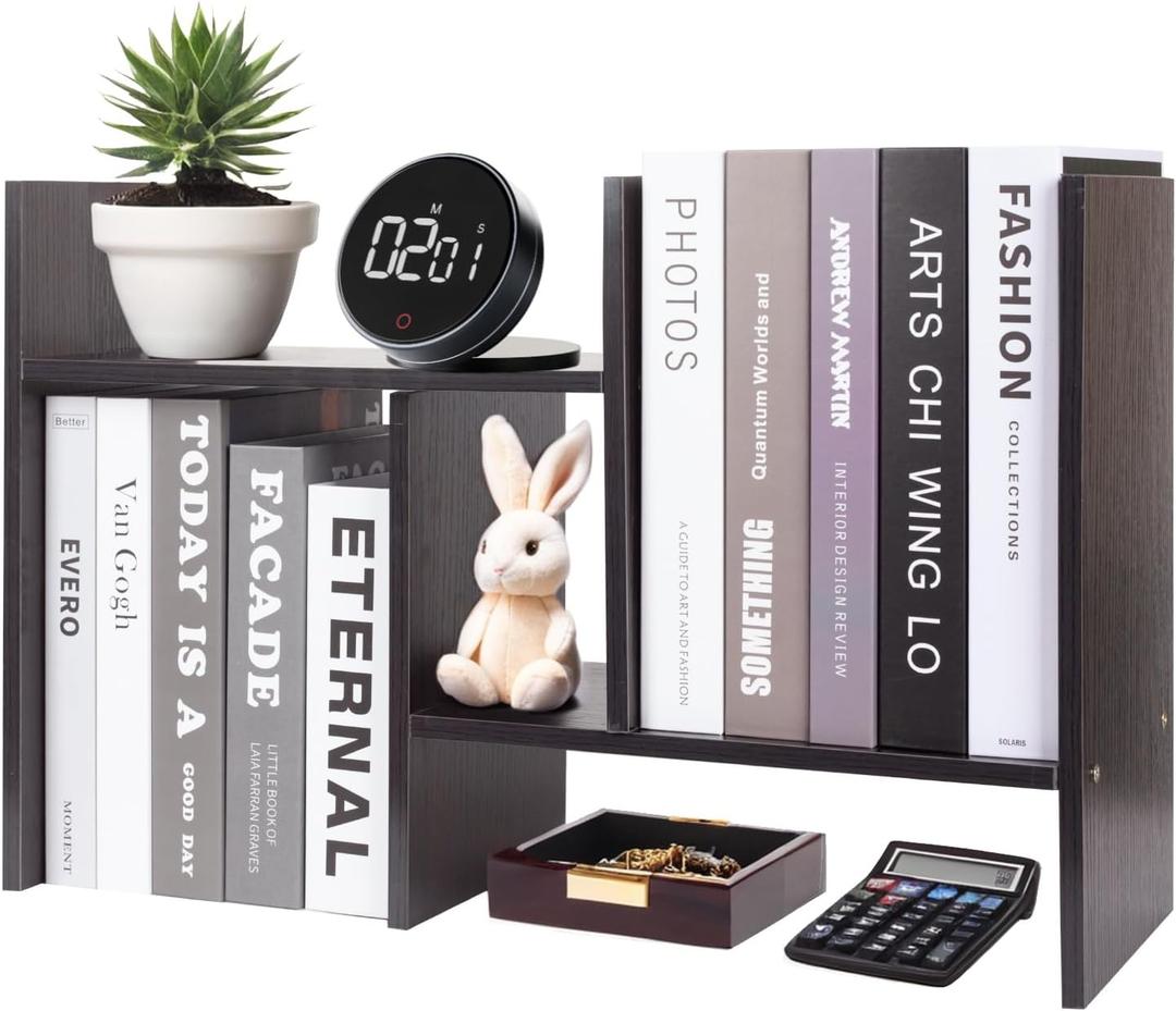 ShellKingdom Desk Shelf Organizer, H-Shaped Desktop Shelves, Adjustable Desktop Corner Shelf, Bookshelf Storage Rack and Cubicle Decor for Desk, Tabletop, School, Office, Dorm Desk Organizer - Black